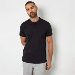 Threadbare Cotton Polo Shirt With Herringbone Detail Collar -House Of Fraser Shop 29134203 l