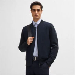 Boss P-Eflano Regular-Fit Knitted Bomber Jacket
