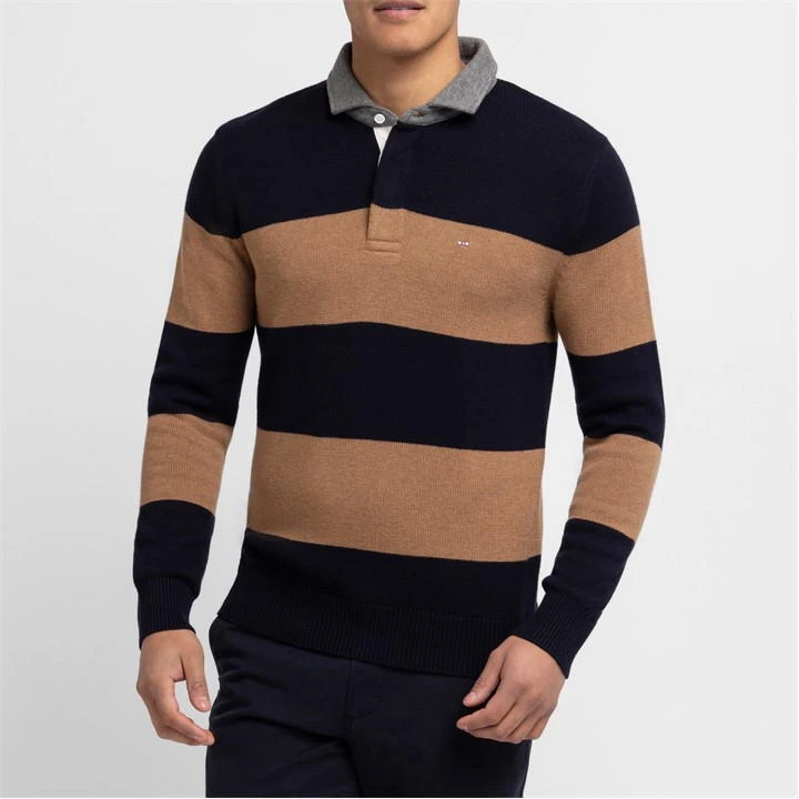 Eden Park Brown Striped Polo-neck Jumper 4 Eden Park Brown Striped Polo-neck Jumper - Image 2