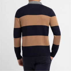 Eden Park Brown Striped Polo-neck Jumper 8 Eden Park Brown Striped Polo-neck Jumper -House Of Fraser Shop 30927304 l a2