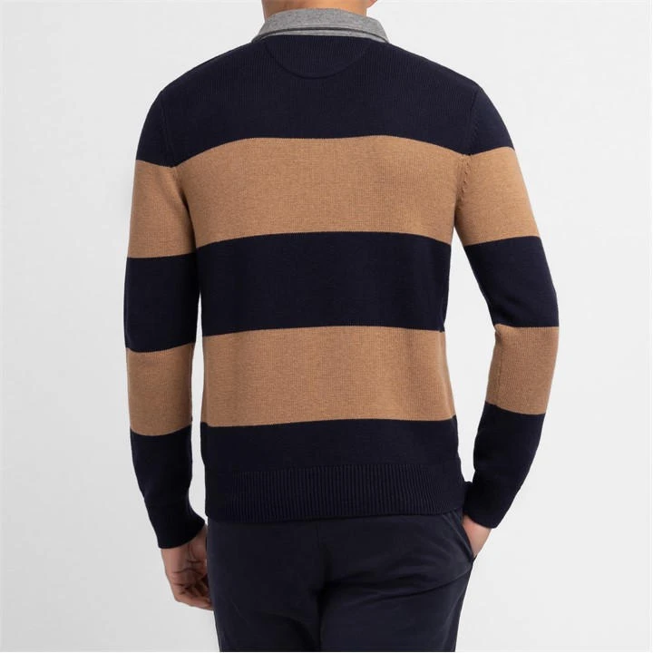 Eden Park Brown Striped Polo-neck Jumper 5 Eden Park Brown Striped Polo-neck Jumper - Image 3