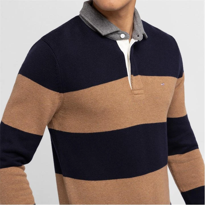 Eden Park Brown Striped Polo-neck Jumper 6 Eden Park Brown Striped Polo-neck Jumper - Image 4