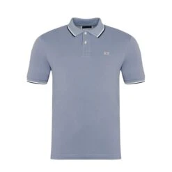 Eden Park Plain Blue Short-sleeved Polo Shirt