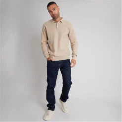 Threadbare Long Sleeve Textured Knitted Polo -House Of Fraser Shop 31524604 l a3