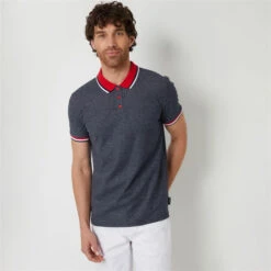 Threadbare Contrast Collar Cotton Jersey Polo Shirt