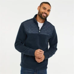 Threadbare Quarter Zip Quilted Fleece Jumper -House Of Fraser Shop 31709718 l
