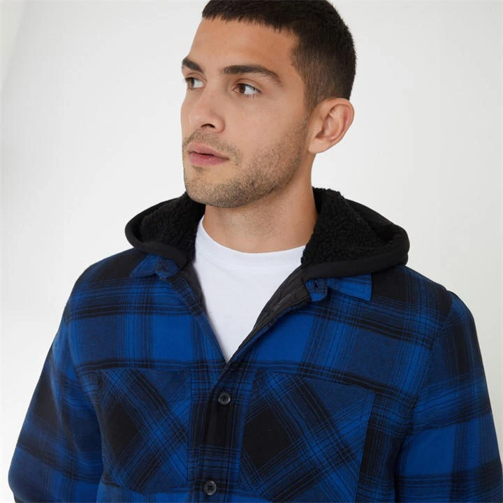 Threadbare Check Shacket With Borg-Lined Hood 6 Threadbare Check Shacket With Borg-Lined Hood - Image 4