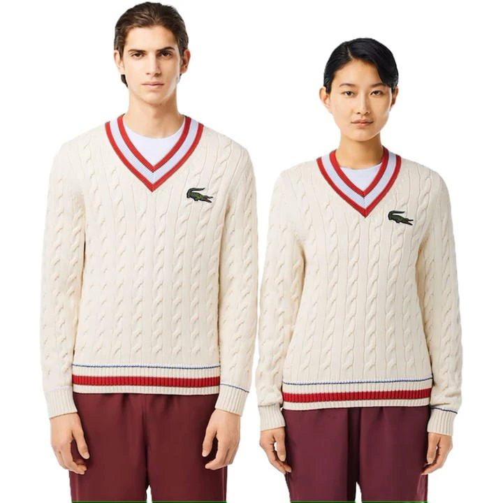 Lacoste V Neck Cable Knit Jumper 6 Lacoste V Neck Cable Knit Jumper - Image 4