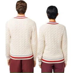 Lacoste V Neck Cable Knit Jumper 12 Lacoste V Neck Cable Knit Jumper -House Of Fraser Shop 32657569 l a1