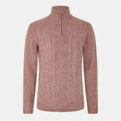 Threadbare Quarter Zip Cable Knit Jumper Mens