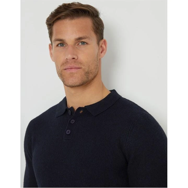 Threadbare Knitted Long Sleeve Polo Shirt Mens 6 Threadbare Knitted Long Sleeve Polo Shirt Mens - Image 4