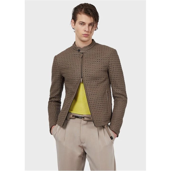 Emporio Armani Textured Biker Jacket 4 Emporio Armani Textured Biker Jacket - Image 2