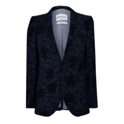 Novello Skinny Fit Flocked Suit Jacket