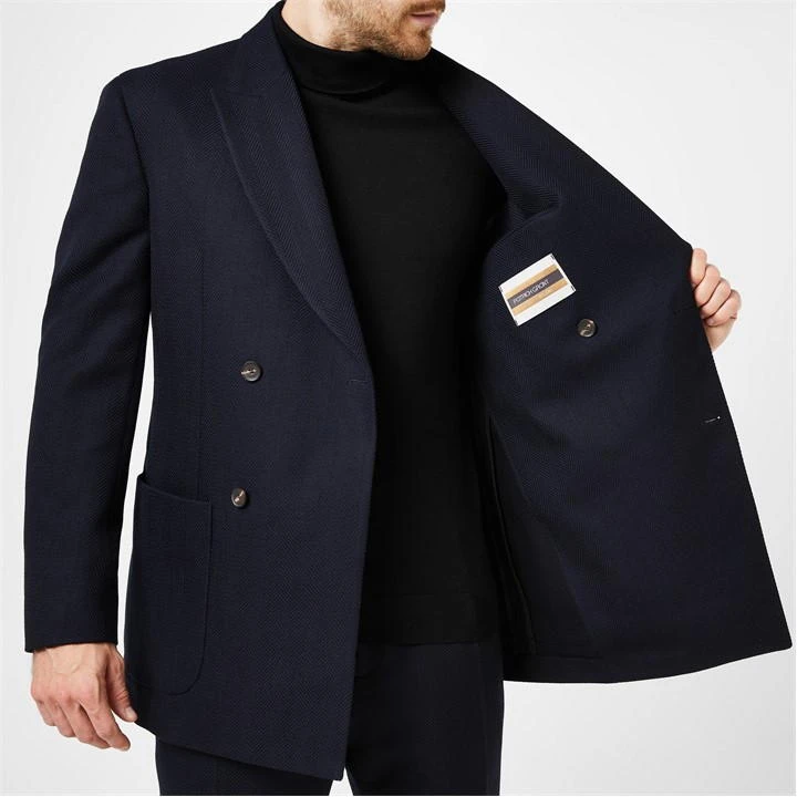Bond Tailored Fit Navy Herringbone Suit Jacket 4 Bond Tailored Fit Navy Herringbone Suit Jacket - Image 2