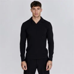 SikSilk Long Sleeve Polo Shirt Mens
