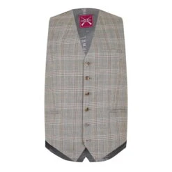 Jessop Slim Fit Light Green Check Waiscoat